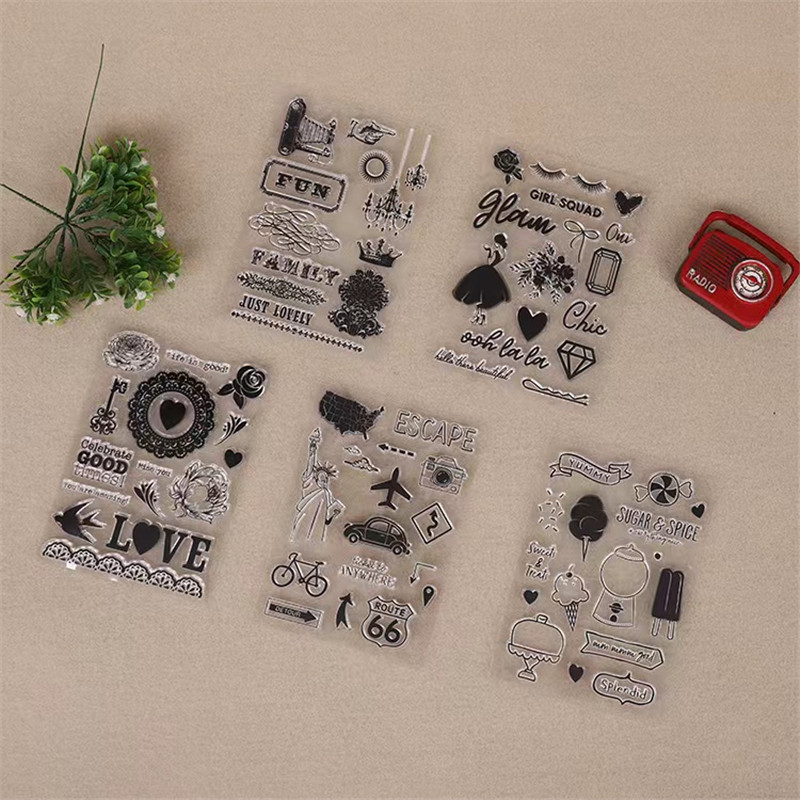 Custom Made Decoration Diy Scrapbooking Crafts Transparent Sheet PVC Soft Rubber Clear Stamps (3)