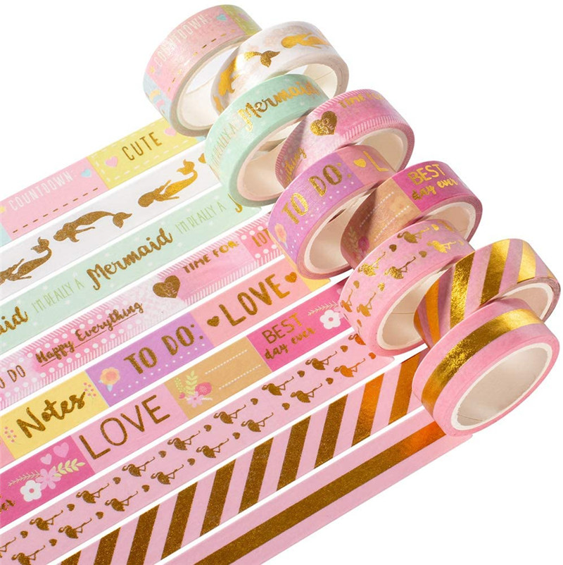 Custom Personalized Iridescent Design Colorful  Cartoon Pattern Washi Tape Set (2)